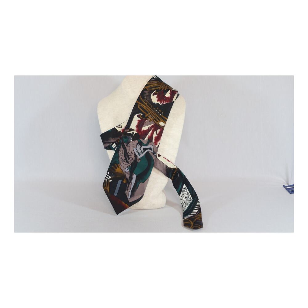 💎Elements Neck Tie Jazz Music Theme Collage of Singer Piano Trumpet